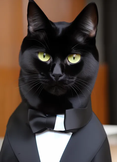 Black cat in mafia suit