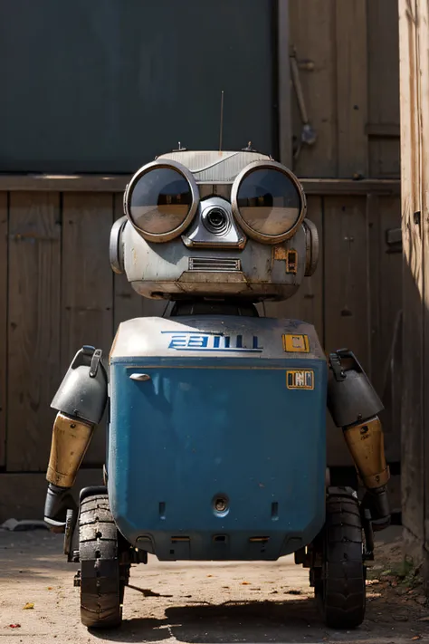 give me a potrait picture of a bot like wall-E