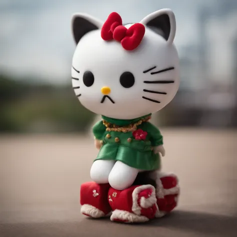 Guanyu Zhou tenant une peluche hello kitty dans un ascenseur