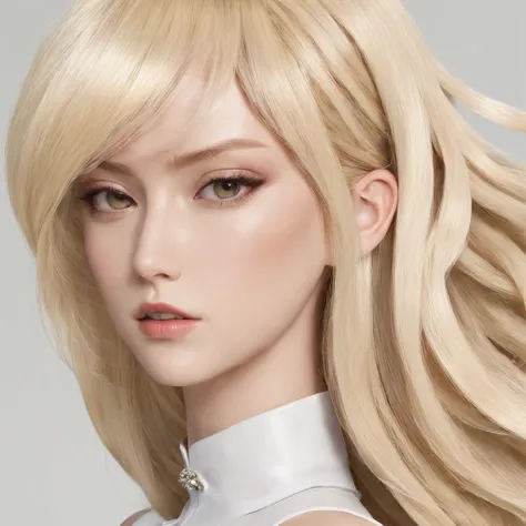 japanese animation fashion, blonde color hair, a hair style that looks like it would appear in one piece