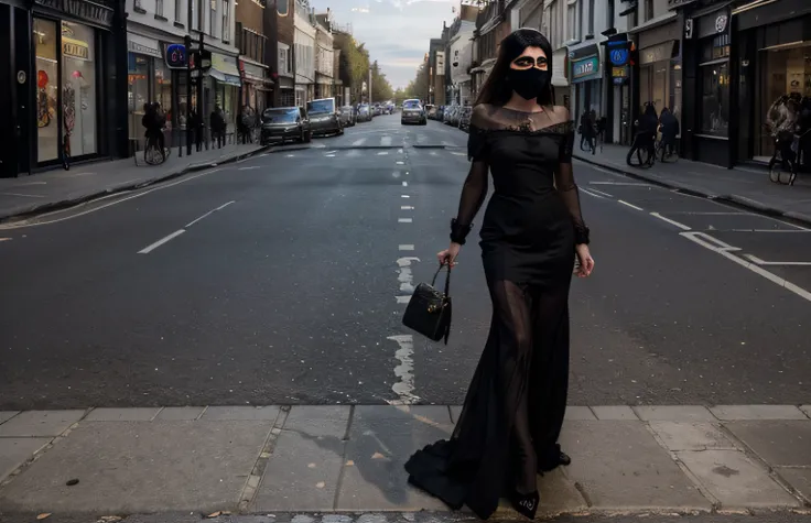 The revelations of (((Lady Eleanor Huntington))), the (((Shadow woman))) is wearing a ((black dress)) she is ((masked)) in the middle of the ((street)) near the (( big bem)), sent Londons high society into a state of frenzy.