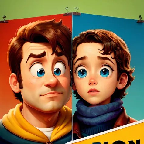 A pixar poster with a engeneer without beard