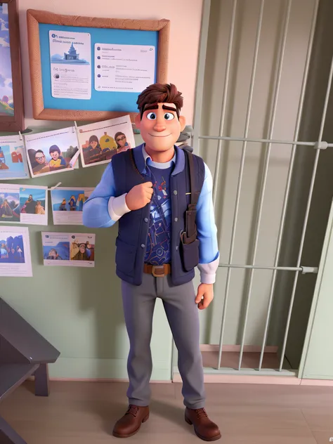 Um homem pardo armado no estilo disney pixar, alta qualidade, melhor qualidade