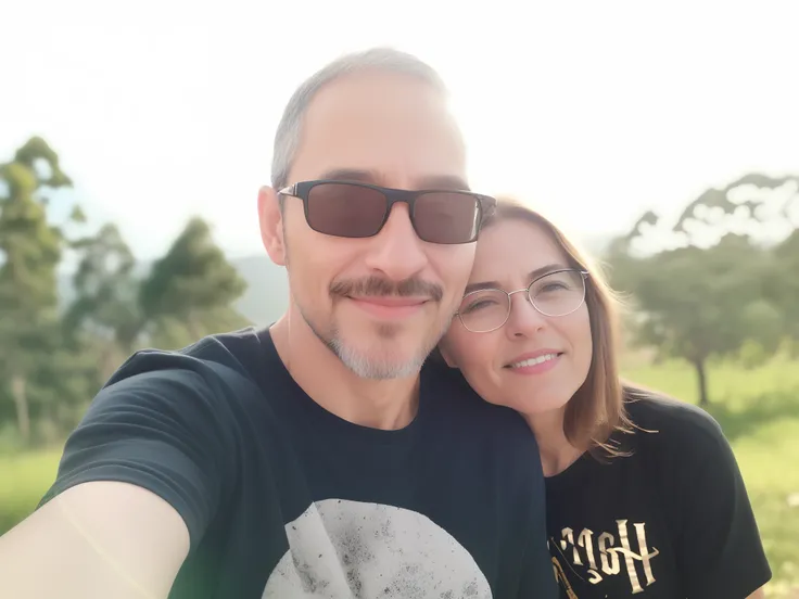 Theyre taking a selfie of themselves in the field, imagem de perfil, 4 5 I, Fotografia selfie 8k, com montanhas ao fundo, imagem do avatar, Homens de 45 anos, 3 6 anos, Fotografia tirada em 2 0 2 0, foto de perfil, retrato de casais, Casal feliz, 38 anos, ...