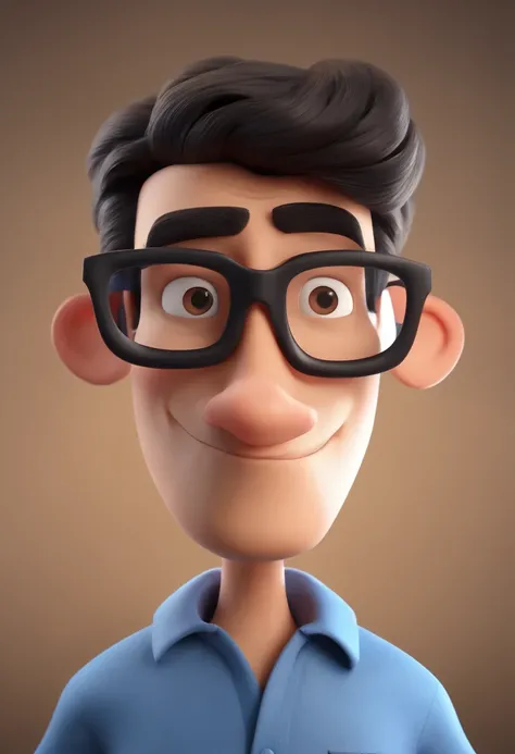 Cartoon character of a man wearing black glasses and a blue shirt, um personagem animado, Caractere estilizado, animation style rendering, 3D estilizado, Arnold Maya render, 3 d render stylized, toon render keyshot, Personagem 3D, Personagem 3D, 3d renderi...