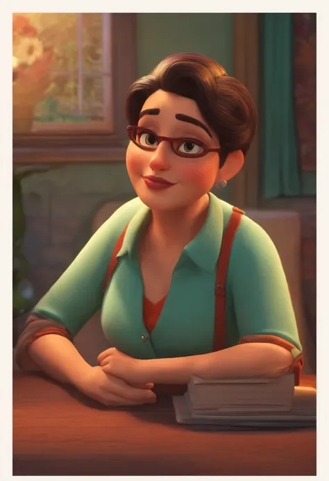 Criar um personagem no estilo pixar dentro de um jaleco. personagem morena