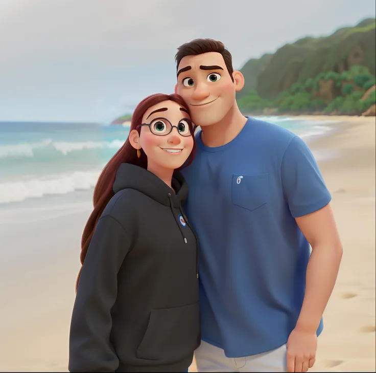 Imagem estilo disney pixar, alta qualidade, melhor qualidade, uma praia como imagem de fundo