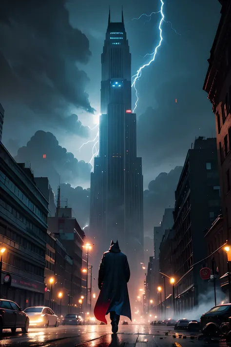 Nas ruas sombrias de Gotham, Torrential rain falls relentlessly as white and blue lightning tears across the night sky. O Batman, ferido e exausto, Face off against a horde of bloodthirsty criminals. Your body is a target for deep cuts, Bathing the night i...