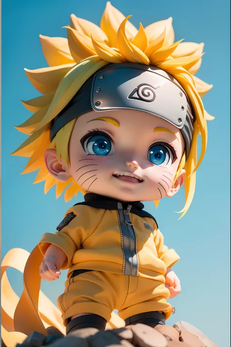 masterpiece, top-quality, ((Chibi)), 1boy, male focus, Uzumaki Naruto, blue eyes, yellow hair, Pretty , Cute, happy face