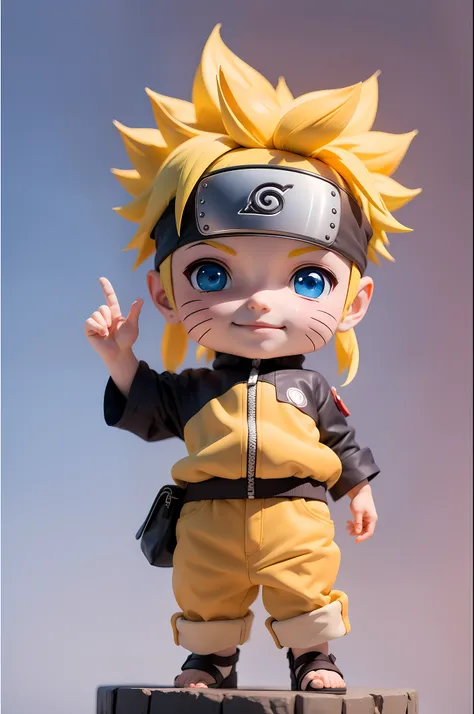 masterpiece, top-quality, ((Chibi)), 1boy, male focus, Uzumaki Naruto, blue eyes, yellow hair, Pretty , Cute, happy face