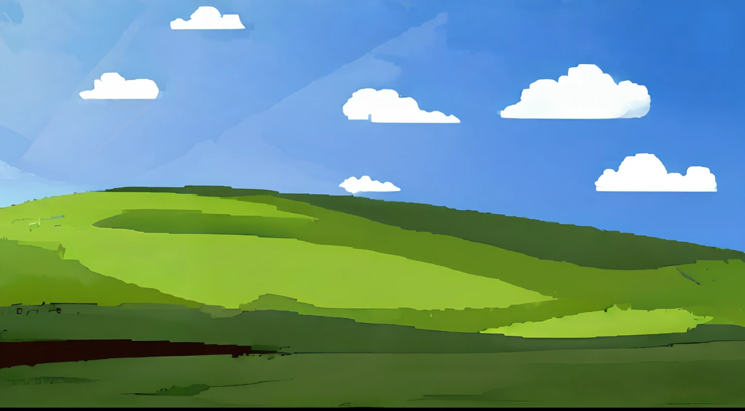 Theres a cartoon of a green hill with clouds in the sky, fundo da paisagem, plano de fundo do campo, fundo da paisagem natural, landscape illustration, Colinas ao fundo, papel de parede de paisagem, paisagem da montanha da grama, Fundo distante da aldeia, ...