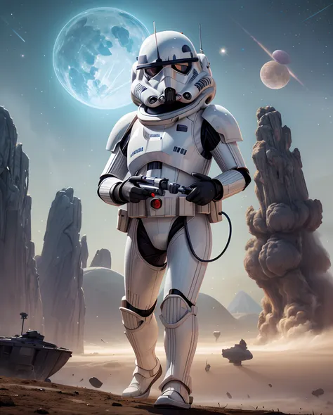 (best quality,highres:1.2),ultra-detailed,(realistic:1.37),portrait:1.1,star wars stormtrooper,white armor,sharp focus,glistenin...