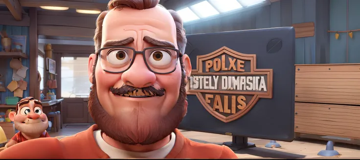 Um homem de 50 anos com barba grisalha estilo Disney pixar, alta qualidade, melhor qualidade