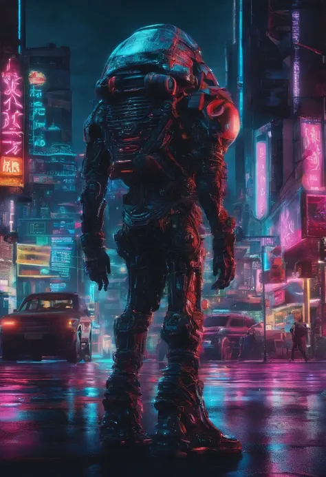 Man walking on the street at night, cyberpunk blade runner art, in the cyberpunk city, cyberpunk street, cyberpunk art style, futuristic street, cyberpunk themed art, Detailed Neon Cyberpunk City, Cyberpunk in Cyberpunk City, Cyberpunk dream landscape, in ...