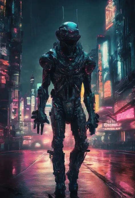 Man walking on the street at night, cyberpunk blade runner art, in the cyberpunk city, cyberpunk street, cyberpunk art style, futuristic street, cyberpunk themed art, Detailed Neon Cyberpunk City, Cyberpunk in Cyberpunk City, Cyberpunk dream landscape, in ...