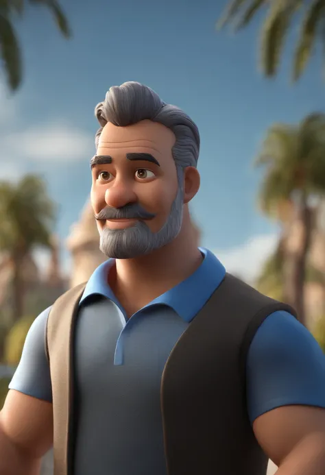 personagem dos desenhos animados de um homem com 48 anos, cabelos pretos e uma camisa azul, animation character, Caractere estilizado, animation style rendering, 3D estilizado,  3 d render stylized, toon render keyshot, Personagem 3D, Personagem 3D, 3d ren...