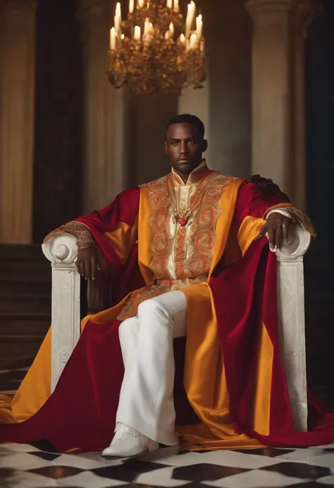 Negro in priestly dress　sitting in a throne