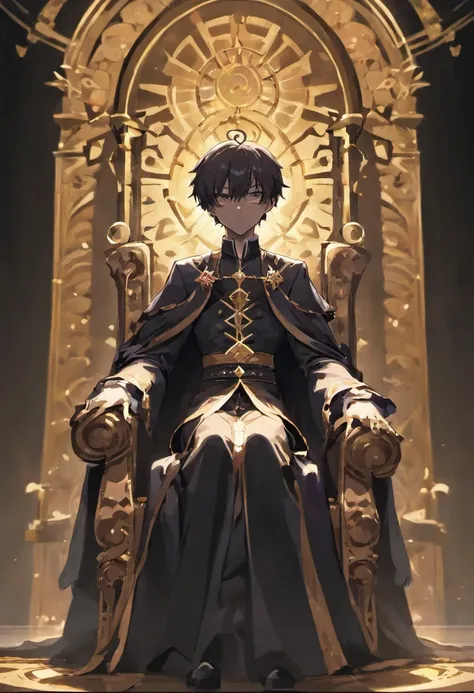 Negro in priestly dress　sitting in a throne