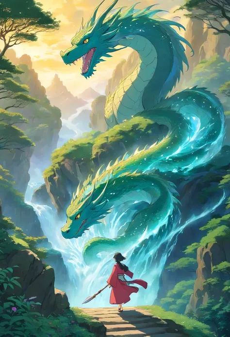 (best quality,highres:1.2),ultra-detailed,realistic,photorealistic:1.37,wizard surfing upon a serpent dragon,illustration,fantasy,spellbinding landscape,colorful palette,enchanted atmosphere,mystical lighting,flowing robes,magic staff,wind-swept hair,majes...