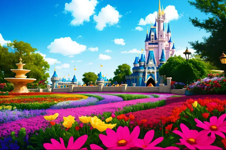 Disney style, flowers, morning