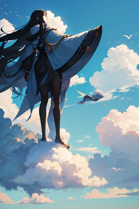 Tall human，Tall creatures，in a cloud