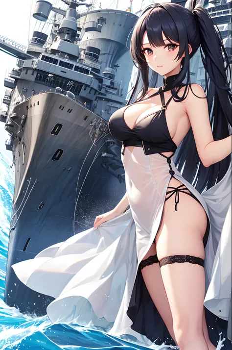 2D Beautiful Girl、azur lane、Battleship in the back、