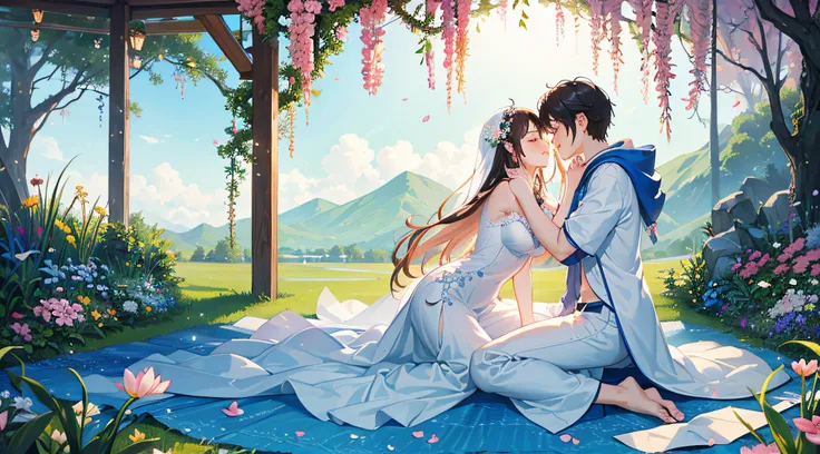 Korean couple hugging each other, romantic atmosphere, cozy setting, beautiful background, soft lighting, intimate moment, affectionate embrace, tender love, genuine smiles, natural poses, stylish outfits, cute couple, loving gesture, happiness and joy, wa...