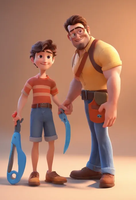 Estilo Pixar: The grown man is holding a naked blue-eyed boy and in his other hand he is holding a pair of scissors and is trying to cut off the boys testicles,3D Poster,Disney