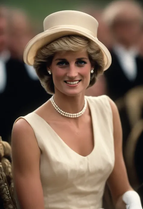 Princess Diana at coronation in cream dress and hat at age 62