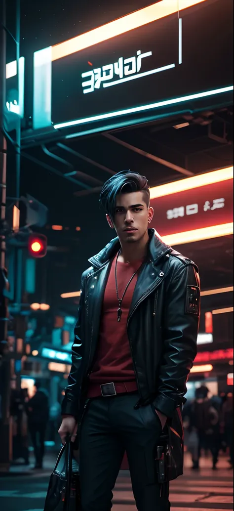 Change background cyberpunk handsome boy, realistic face, 8k, ultra realistic,