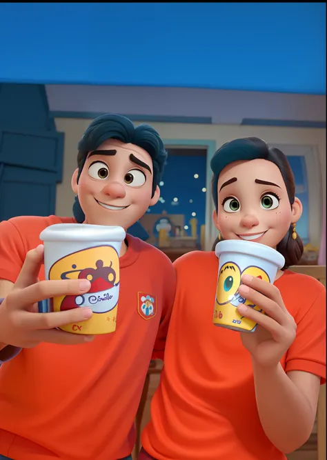 Casal estilo Disney pixar, alta qualidade, melhor qualidade