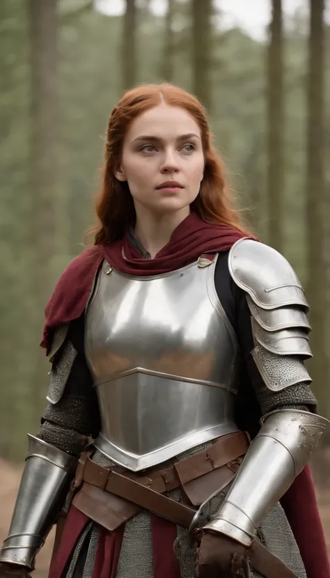 Woman in armor standing in front of an army, menina na armadura do cavaleiro, Rainha ruiva em armadura vermelha pesada, Poots Imogen como um paladino, female redhead templar, de uma bela cavaleiro feminina, Poots Imogen como Paladino Santo, cavaleiro femin...