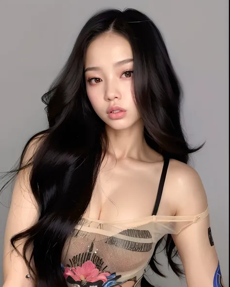 um close up de uma mulher com longos cabelos pretos posando para uma foto, jennie blackpink, linda mulher coreana jovem, Mulher sul-coreana bonita, mulher coreana jovem bonita, Asian girl with long hair, Beautiful Asian girl, menina coreana, Gongbi, TaeJun...