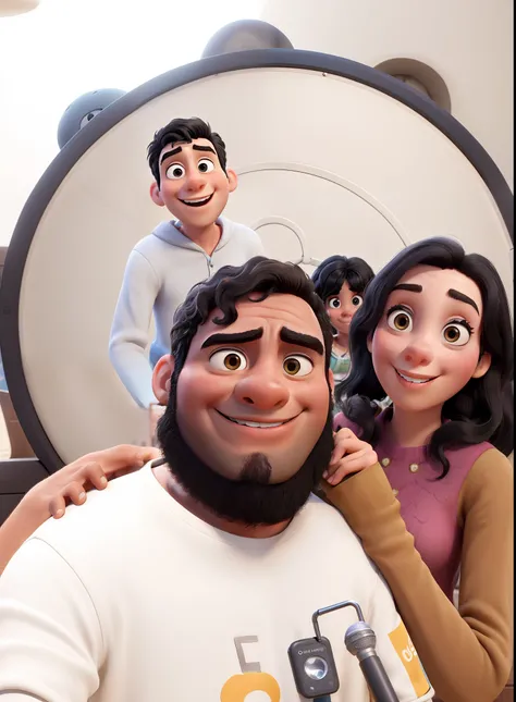 Obra-prima, de melhor qualidade, Pixar style with a young man with black hair and a young lady.