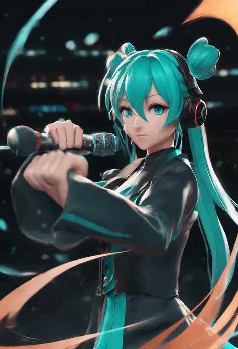 Hatsune Miku Fist Melee Combat、holding the mic