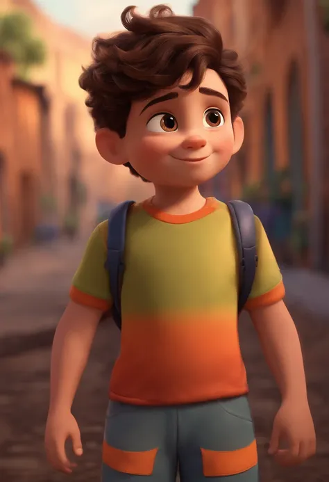 Image of a boy for a story in a YouTube video in Pixar format, Hes the little allabester, Hes the class leader, Hes outgoing, Playful and gets up for a lot of things, cabelo curto