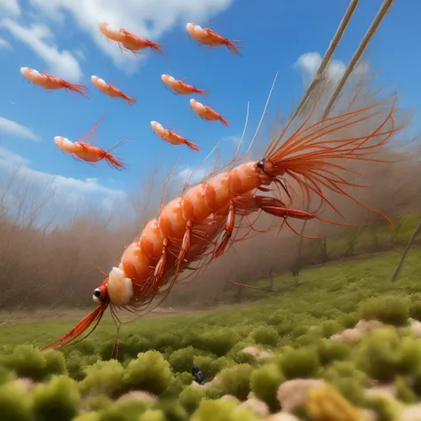 Shrimp flying