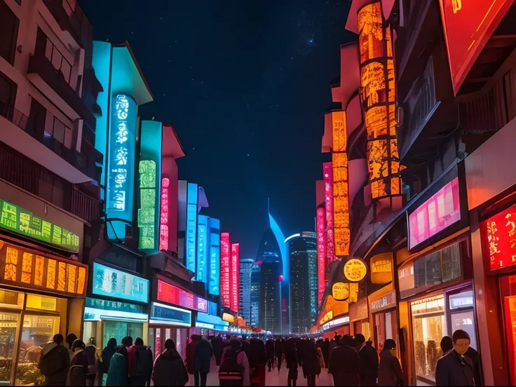 (best quality,highres:1.2),vibrant colors,sci-fi,landscape,China,socialism,unity,prosperity,futuristic,traditional elements,harmonious coexistence,technology and tradition blending,strong sense of community,joyful people,bustling city,reliable infrastructu...