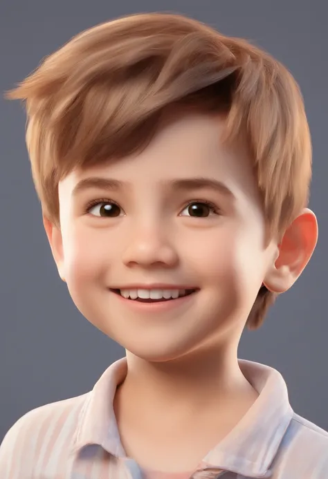 a happy cute kid standing short hair, vestindo uma fantasia espacial, , fundo branco, barnet, tom, Estilo Pixar, ..3d, desenhos animados, rosto detalhado, asymmetrical 16k baby boy