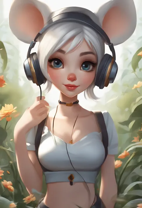 Perfect centering、Cute mouse、Wearing headphones、cheerfulness、Standing position、Abstract beauty、Centered、Looking at the camera、Facing the camera, Approaching perfection, Dynamic, Details, Smooth, Sharp Focus, 8Kde, hight resolution, Illustration, by Carne G...