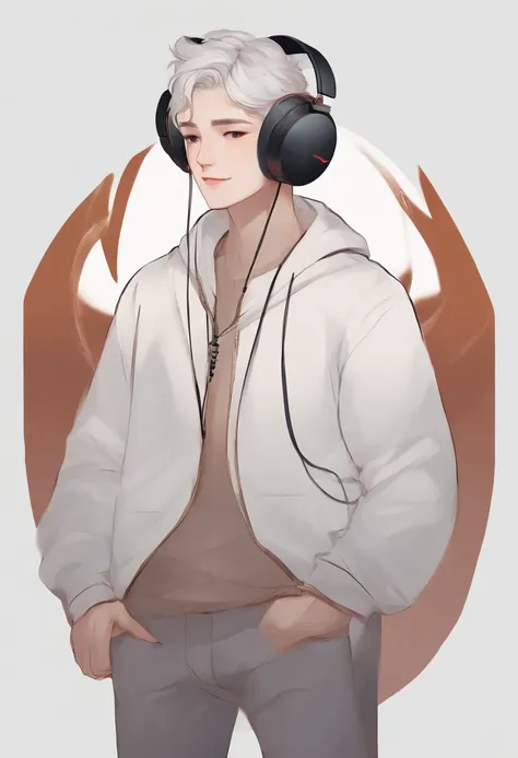 Perfect centering、Cute mouse、Wearing headphones、30 generations male、cheerfulness、Standing position、Abstract beauty、Centered、Looking at the camera、Facing the camera, Approaching perfection, Dynamic, Details, Smooth, 8Kde, hight resolution, Illustration, Whi...