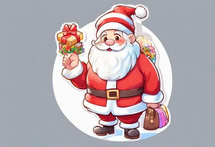 santa claus、(White background:1.5)、masterpiece, Best Quality,a very delicate and beautiful