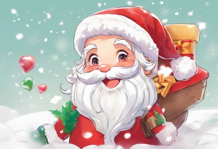 santa claus、(White background:1.5)、masterpiece, Best Quality,a very delicate and beautiful