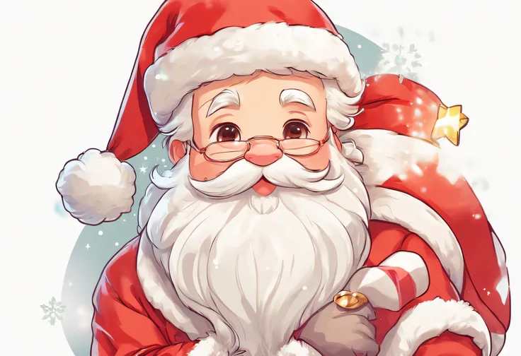 santa claus、(White background,Single-color background:1.5)、masterpiece, Best Quality,a very delicate and beautiful