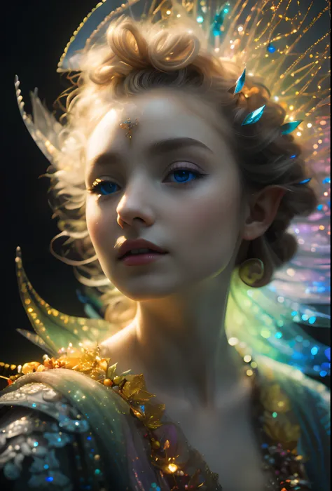 arafed image of a young girl with a colorful headdress, portrait of fairy, portrait of a fairy, portrait of fairy woman, a stunning young ethereal figure, portrait of magical young girl, hyperrealism. fantasy 4k, portrait of fairy princess, portrait of ver...