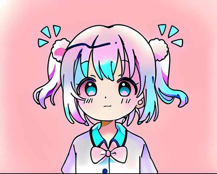 uma menina dos desenhos animados com cabelo rosa e uma gravata borboleta, visual anime de uma menina bonito, cara de anime bonit...