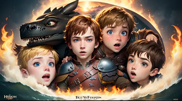 Generate a live action how to train your dragon poster with mason thames as hiccup