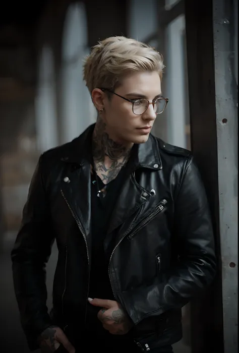 Add glasses, add septum piercing, add tattoos