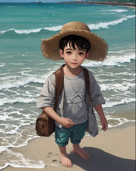 Menino de mini saia na praia