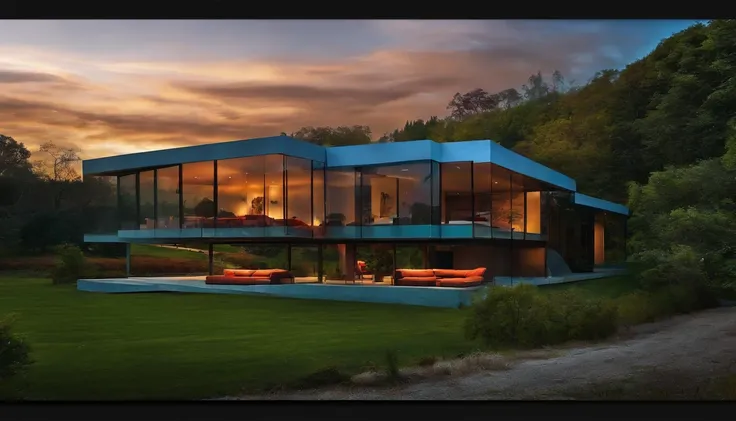 house of glass, paisagem ampla,